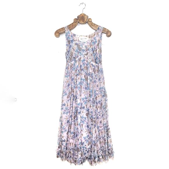 Sweetface Silk Plunge Neck Midi Dress Fairycore Whimsical Floral 4 - Picture 1 of 10